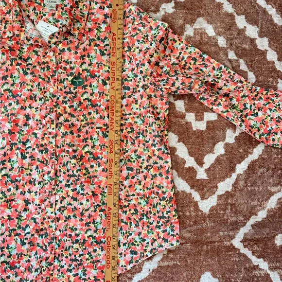 BRAND NEW- L.L. Bean Floral Button Down Shirt - Red and Green - Picture 2 of 5